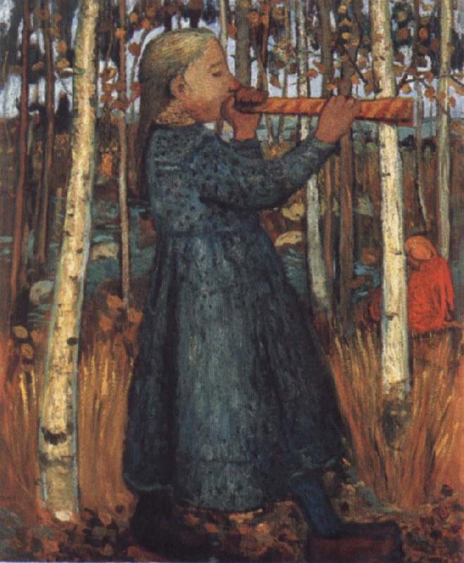 Paula Modersohn-Becker Trumpeting Gril in a Birch Wood China oil painting art